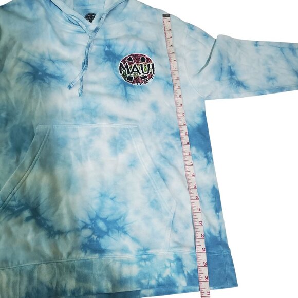 Maui and Sons mens Tie Dye Hoodie Sweatshirt Size Medium blue kangaroo pockets - Picture 5 of 8